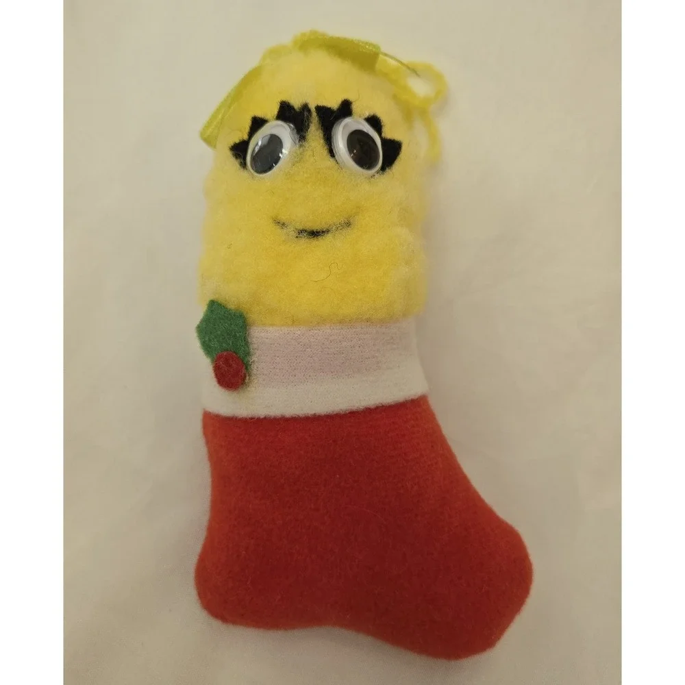 Vintage 1991 Del Monte Country Yumkins Christmas Googly Eyed Plush Ornament Set